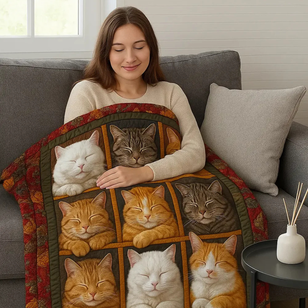 3D Kat Gezelschap Dekentje