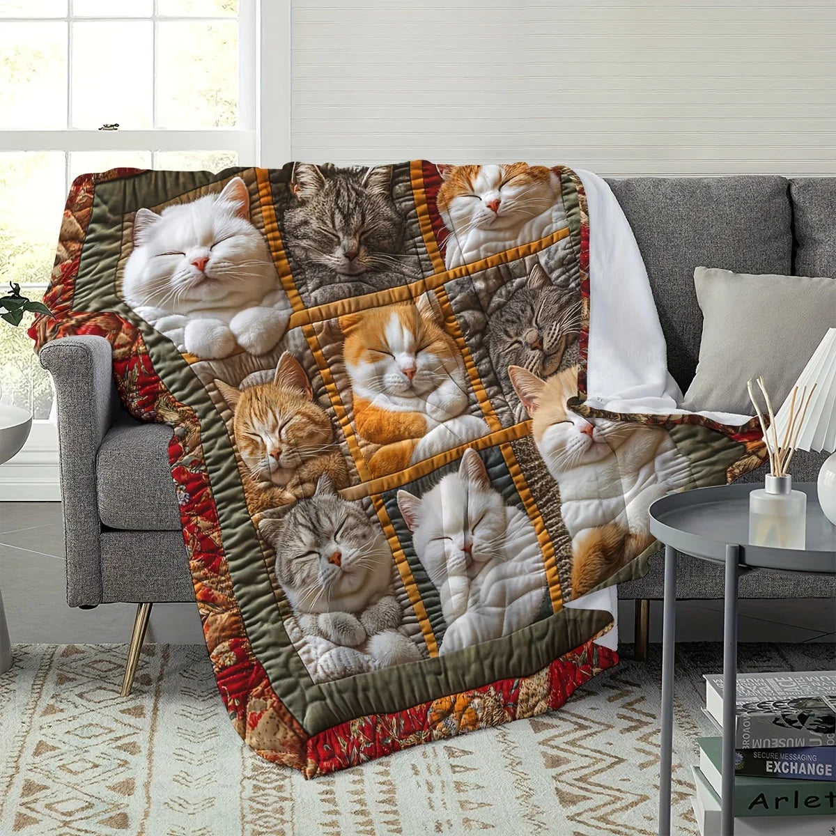3D Kat Gezelschap Dekentje