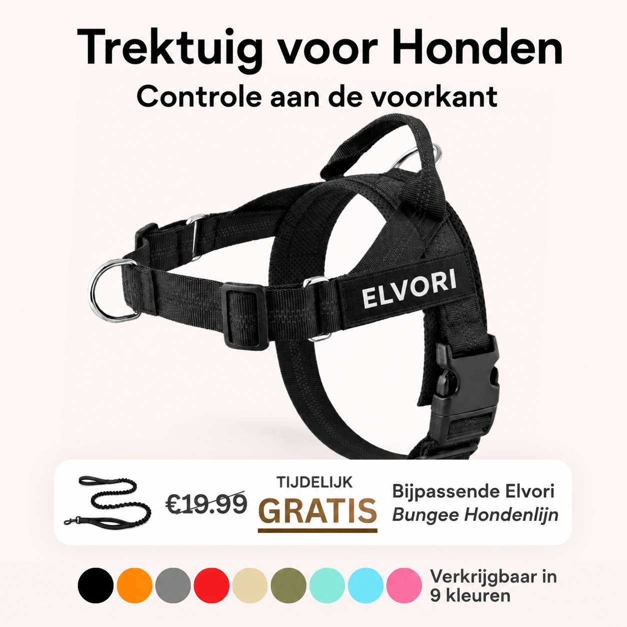 Elvori Anti-Trek Tuigje voor Honden