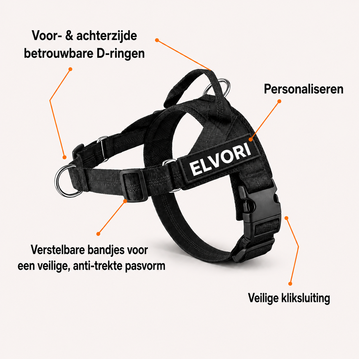 Elvori Anti-Trek Tuigje voor Honden